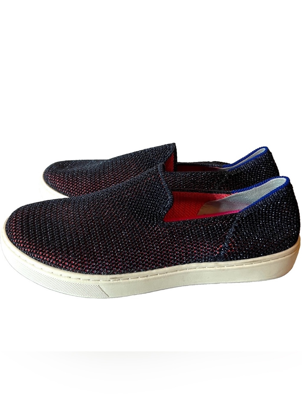 Rothy's Big Kids Metallic Navy Blue lattice slip-on sneakers shoes Size 4